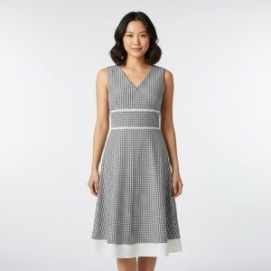 HANNA ANDERSSON | Gingham Plaid Fit & Flare Sleeveless Midi Dress Sz 8